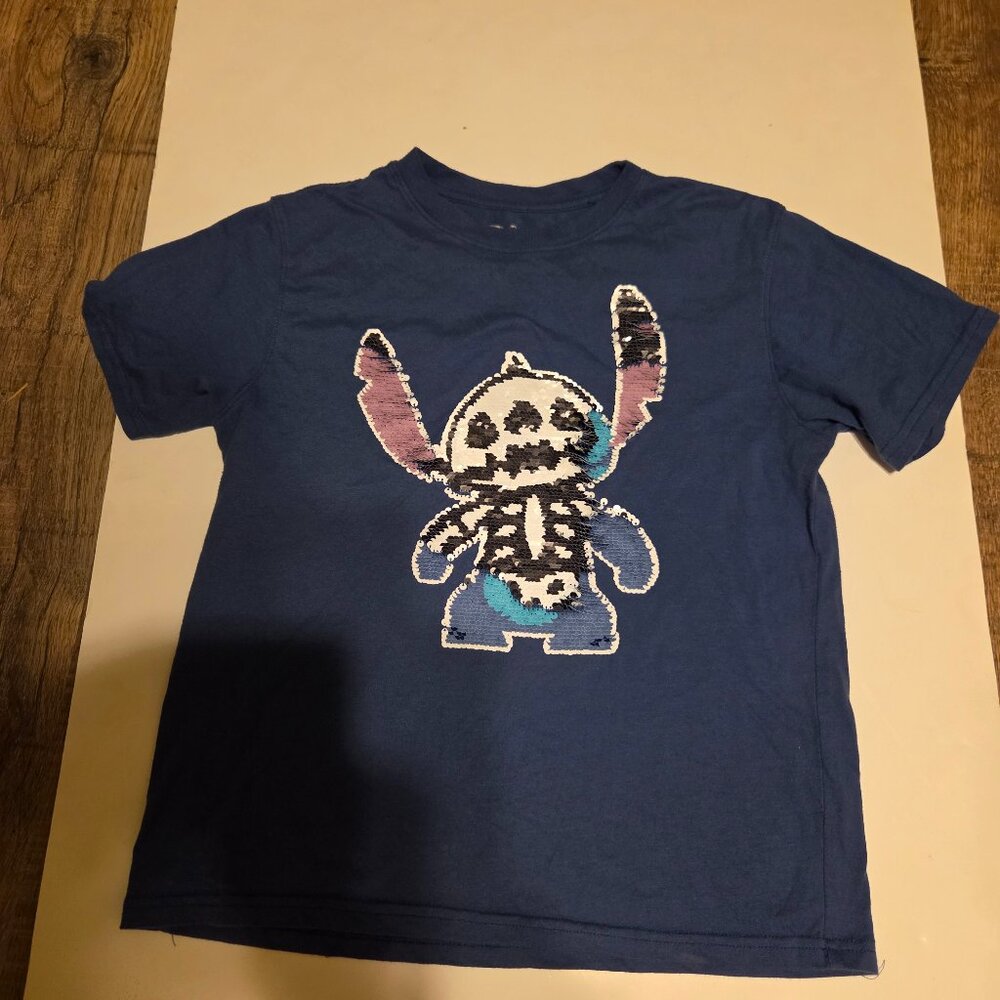 Disney Stitch Blue Shirt with Sequins that Change Colors - Size XL (14) Youth